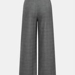 Grey Plaid Lace Trim Wide Leg Pants