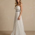 Cream Polka Dot Open Back Pleated Maxi Dress