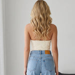 White Solid Satin Halter Neck Crop Top