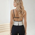 Polka Dot Pleated Ruffle Hem Spaghetti Strap Cami Top