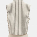 Beige Striped Wrap Front Sleeveless Bodysuit