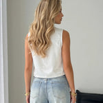 White Leopard Print Sleeveless Crop Top