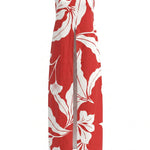Red Leaf Print Strapless Overlay Top
