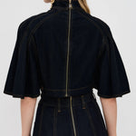 Black High Neck Cape Sleeve Crop Top