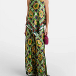 Green Floral Print Halter Neck Top