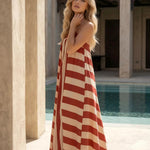 Red Striped Spaghetti Strap Maxi Dress