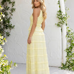 Yellow Tiered Ruffled Halter Neck Two Piece Set