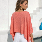 Coral Heathered Dolman Batwing Cropped Knit Top