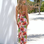 Strapless Floral Print Bodycon Maxi Dress