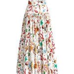 Ocean Print Crisscross Back Crop Top & Tiered Maxi Skirt Two-Piece Set