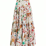 Ocean Print Crisscross Back Crop Top & Tiered Maxi Skirt Two-Piece Set