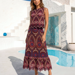 Brown Multicolor Paisley Embroidery Eyelet Sleeveless Blouse