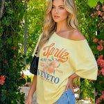 Pale Yellow Spritz Orange Graphic One Shoulder Tee