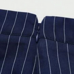 Navy White Pinstripe High Waist Pencil Midi Skirt