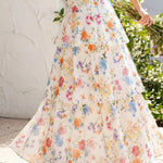 White Multicolor Floral Print Tiered Sleeveless Maxi Dress