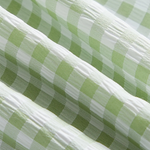 Green White Gingham Tiered Ruffled Spaghetti Strap Mini Dress