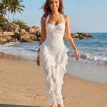 White Lace Halter Underwire Sweetheart Maxi Dress