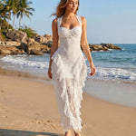 White Lace Halter Underwire Sweetheart Maxi Dress