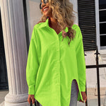 Zeagoo Long Sleeve Lapel Cardigan Top Simple Solid Color Loose Fashion Casual Shirt