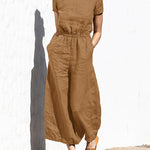 Zeagoo Women's Cotton Linen Wide Leg Jumpsuit