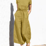 Zeagoo Women's Cotton Linen Wide Leg Jumpsuit