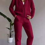 Zeagoo Women's Casual Twist Jacquard Sweater Cardigan Two-Pieces Set