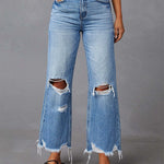 Zeagoo Distressed High Waist Straight Jeans