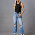 Zeagoo Distressed High Waist Straight Jeans