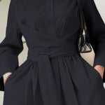 Zeagoo Women's Casual Cinched Waist Long Sleeve Dress