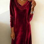 Lux Velvet Cowl Neck Mini Dress