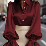 Zeagoo Elegant Satin Puff Sleeves Blouse for Women Elegant Office Work Dressy 2026 | Under $40