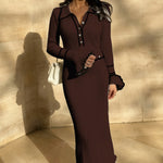 Zeagoo Women's Chic Colorblock Slim Fit Knitted Maxi Dress