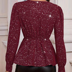 Zeagoo Glitter Asymmetrical V-Neck Blouse for Women Casual Work Office Loose Fit 2026 | Under $40