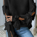 Zeagoo Cute Bow-Knitted Openwork Sweater