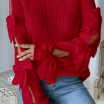 Zeagoo Cute Bow-Knitted Openwork Sweater