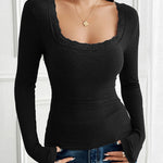 Zeagoo Slim Lace Patchwork U-Neck Undershirt for Women Elegant Date Night Party 2026
