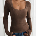 Zeagoo Slim Lace Patchwork U-Neck Undershirt for Women Elegant Date Night Party 2026