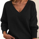 Zeagoo Elegant Casual V-neck Knit Sweater for Women Casual Work Office Loose Fit 2026 | Under $25