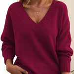 Zeagoo Elegant Casual V-neck Knit Sweater for Women Casual Work Office Loose Fit 2026 | Under $25