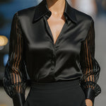 Zeagoo Elegant See-through Long Sleeve Satin Blouse for Women Elegant Office Work Dressy 2026 | Under $40