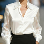 Zeagoo Elegant See-through Long Sleeve Satin Blouse for Women Elegant Office Work Dressy 2026 | Under $40
