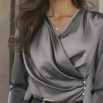Zeagoo Elegant Luxe Satin Wrap Blouse for Women Elegant Office Work Dressy 2026 | Under $40