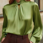 Zeagoo Essential Satin Tie Neck Workwear Blouse for Women Elegant Office Work Dressy 2026 | Under $40