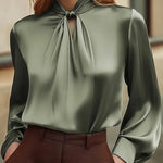 Zeagoo Essential Satin Tie Neck Workwear Blouse for Women Elegant Office Work Dressy 2026 | Under $40