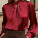 Zeagoo Essential Satin Tie Neck Workwear Blouse for Women Elegant Office Work Dressy 2026 | Under $40