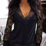 Zeagoo Sexy Fashion Lace Patchwork V-Neck Top for Women Elegant Date Night Party 2026 | Under $40