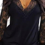 Zeagoo Sexy Fashion Lace Patchwork V-Neck Top for Women Elegant Date Night Party 2026 | Under $40