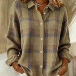 Zeagoo Women's Classic Loose Fit Checked Knit Cardigan
