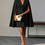 Zeagoo Women's Double-Breasted Cape-Style Suit Dress