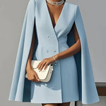 Zeagoo Women's Double-Breasted Cape-Style Suit Dress